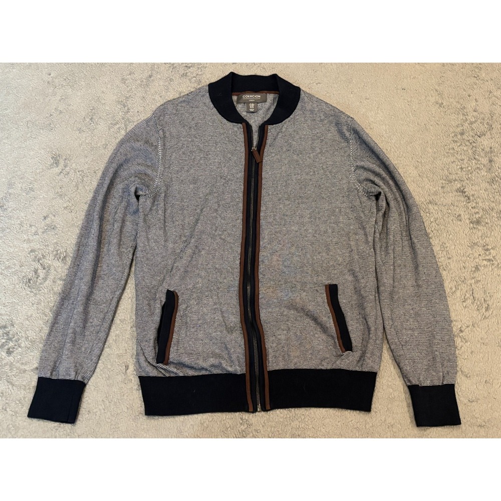 Coercion Sweater Mens Medium Full Zip Cardigan Gray Long Sleeve Casual